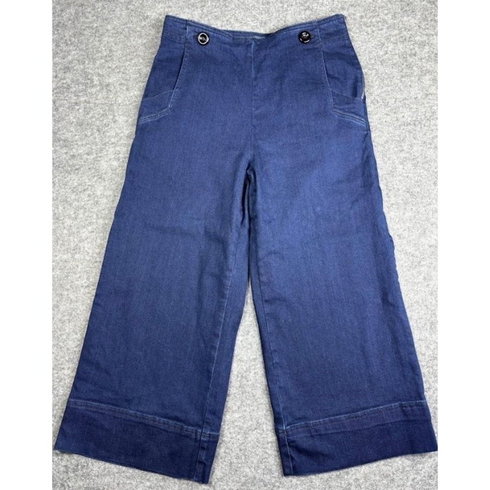 Maeve Colette Wide-Leg Cropped Jeans, Medium Denim
